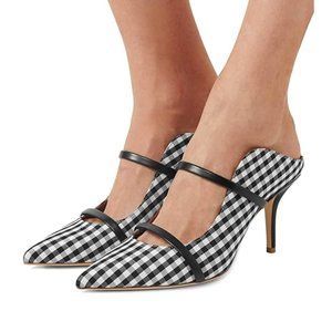 FSJ Fashion Pointy Toe Pumps High Heel Mule Sandal